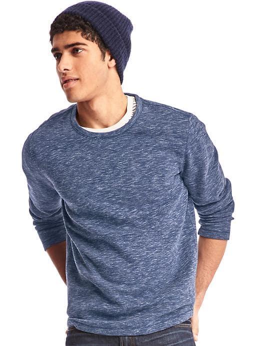Gap Men Spacedye Pique Long Sleeve Tee - Navy Heather