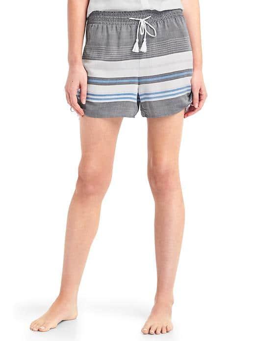 Gap Women Print Tassle Lounge Shorts - Placed Stripe Dark Indigo