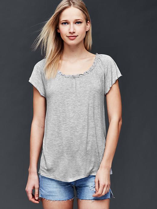 Gap Shirred Short Sleeve Top - Heather Grey