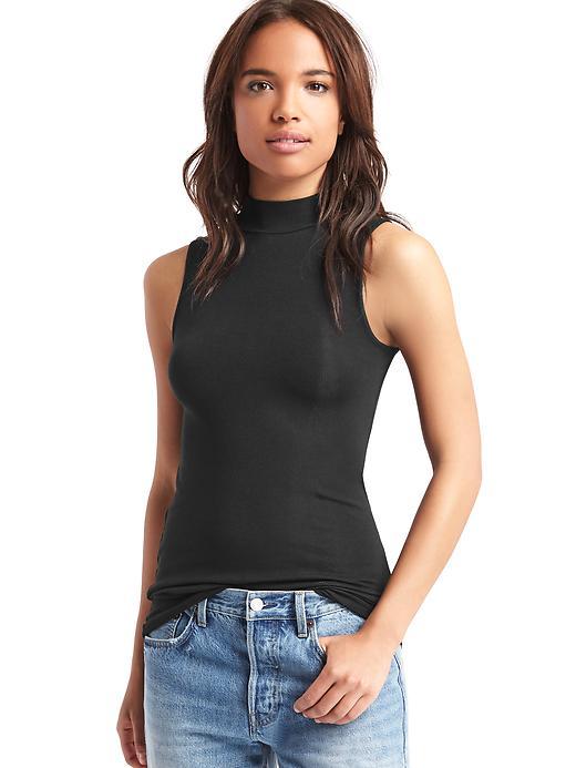 Gap Women Ribbed Mockneck Tank - True Black