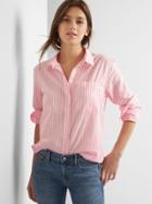 Gap Oversize Stripe Boyfriend Shirt - Pink Stripe