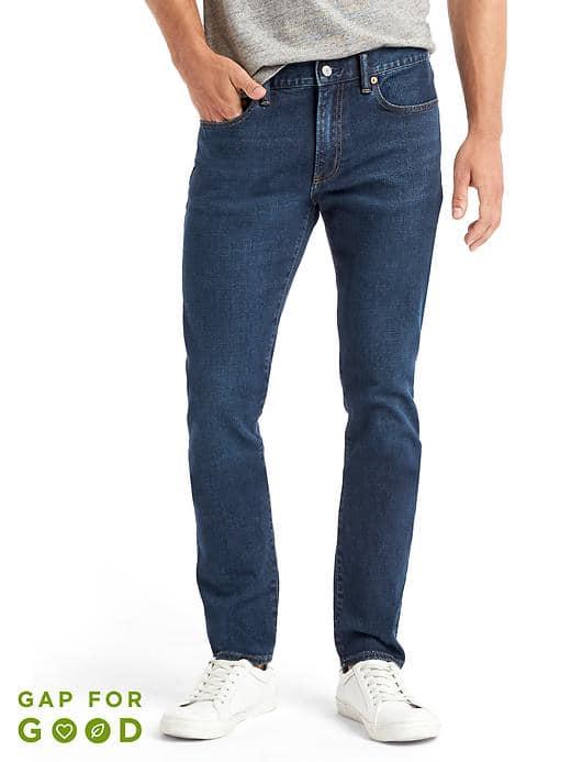 Gap Men Washwell Skinny Fit Jeans Stretch - Worn Dark
