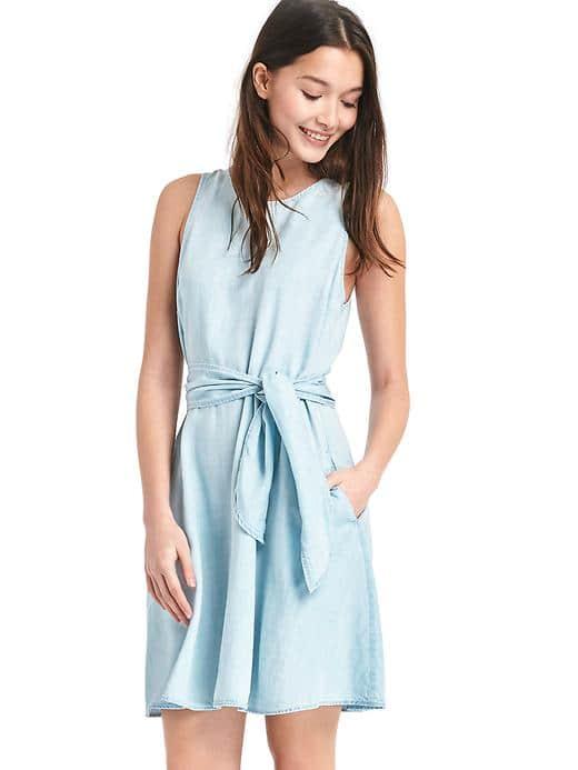Gap Women Tencel Fit And Flare Dress - Light Bleached