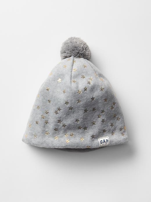 Gap Pro Fleece Printed Pom Pom Beanie - Heather Grey