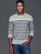 Gap Men Breton Stripe Long Sleeve T Shirt - Gray Stripe