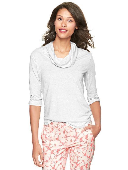 Gap Women Luxe Cowlneck Tee - Heather Gray