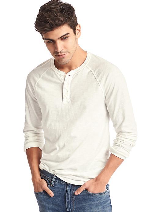 Gap Men Slub Jersey Henley - New Off White