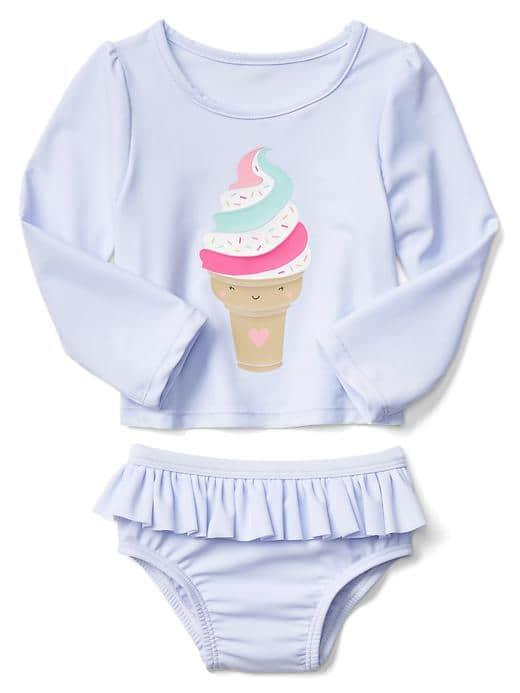 Gap Ice Cream Rashguard Two Piece - Sunrise Blue