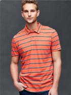 Gap Men Vintage Wash Stripe Polo - Orange Stripe