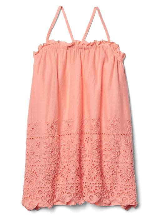 Gap Eyelet Spaghetti Dress - Creamy Coral