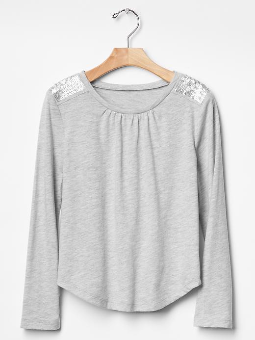 Gap Embellished Shoulder Tee - Grey Heather