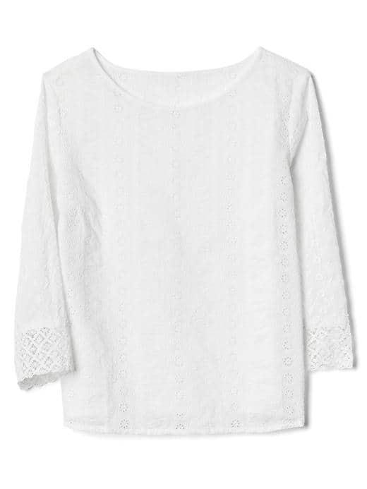 Gap Women Eyelet Boatneck Top - White