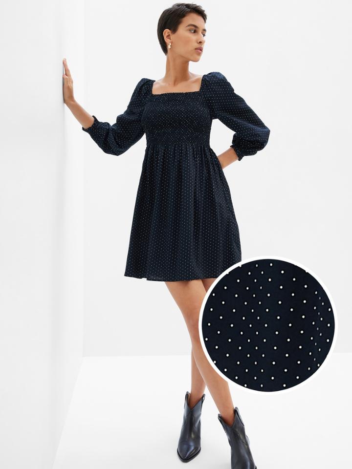 Smocked Puff Mini Dress