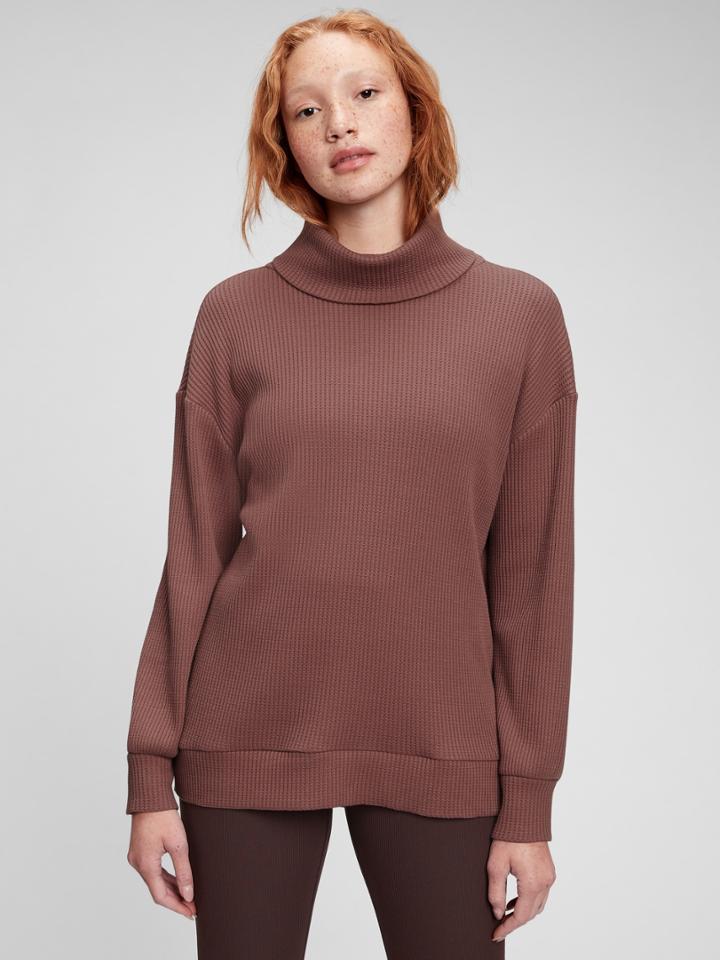 Waffle-knit Turtleneck T-shirt