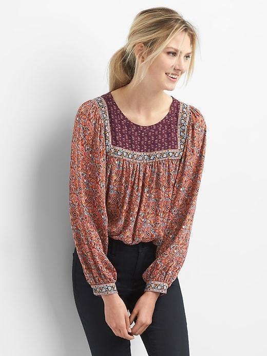 Gap Women Mix Print Paisley Top - Pink Floral