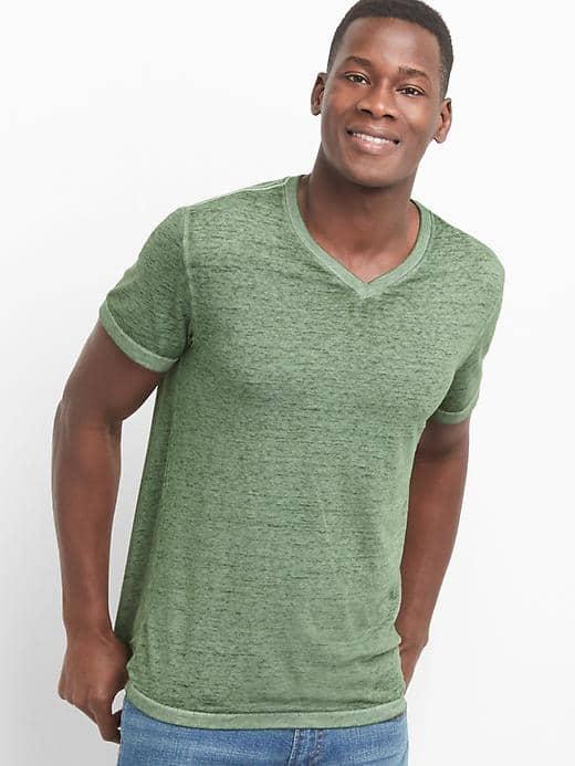 Gap Men Burnout V Neck Tee - Desert Cactus