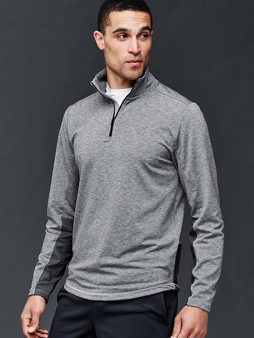 Gap Men French Terry Fleece Half Zip - Heather Grey