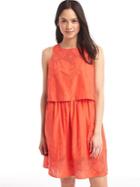 Gap Women Layered Embroidery Sleeveless Dress - New Coral