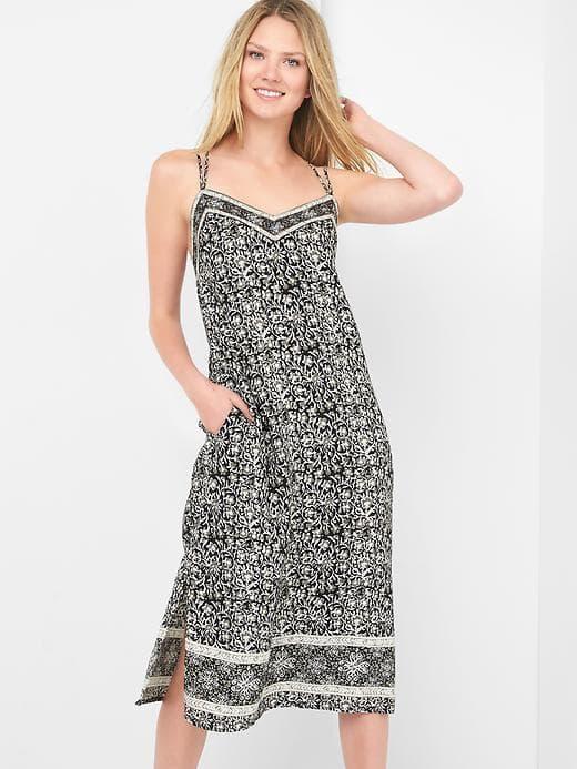 Gap Women Double Strap Cami Dress - Black Floral