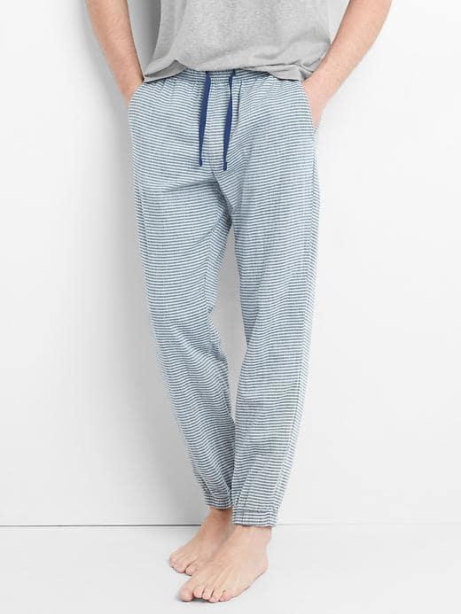 Gap Men Stripe Indigo Double Face Joggers - Blue Stripe