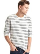 Gap Men Waffle Knit Stripe Long Sleeve Tee - Gray Stripe