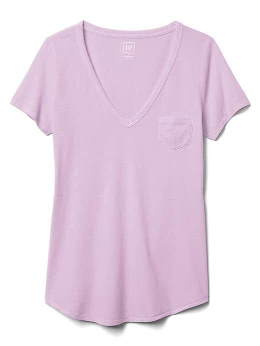 Gap Women Vintage Wash V Neck Tee - Lavender