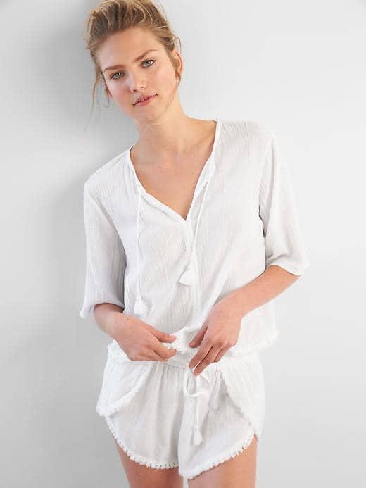 Gap Women Dream Well Tassel Sleep Top - White