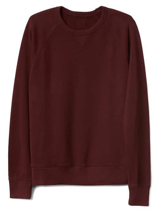 Gap Men Marled Raglan Fleece Crewneck - Pinot Noir