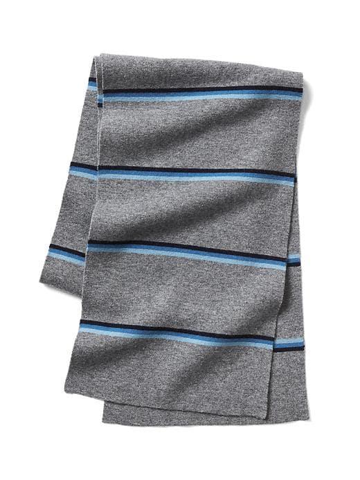 Gap Men Merino Wool Blend Stripe Ski Scarf - Gray Stripe