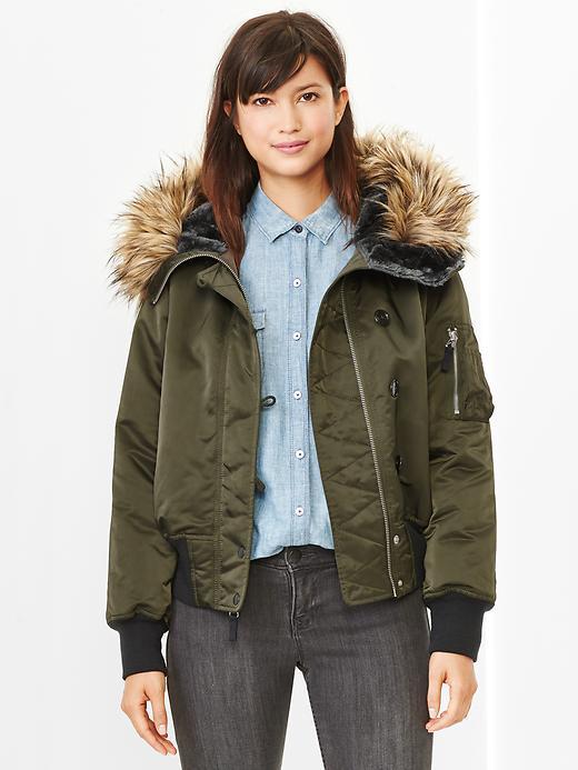 Gap Fur Trim Snorkel Puffer - Olive