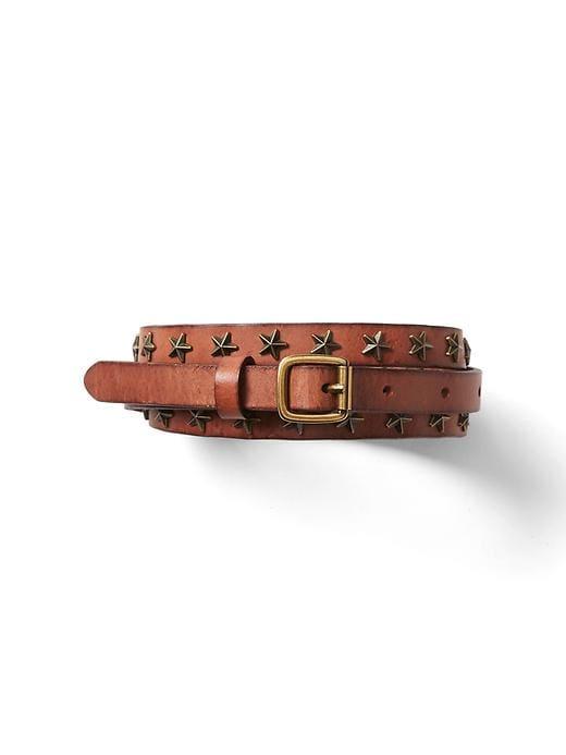 Gap Women Star Stud Skinny Leather Belt - Honey