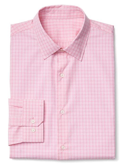 Gap Men Supima Cotton Slim Fit Shirt - Modern Plaid Cupid Pink