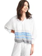 Gap Women Drapey Multi Stripe Short Top - White