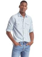 Gap Men Indigo Stripe Western Shirt - Baltic Blue