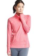 Gap Women Stripe Mock Neck Pullover - Sassy Pink