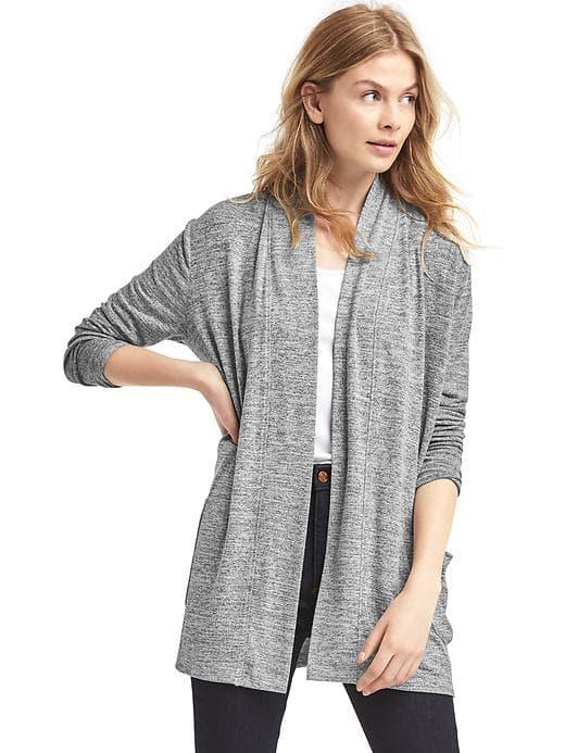 Gap Women Marled Open Front Cardigan - Light Grey Marle