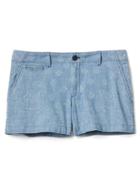 Gap Women Chambray Paisley Shorts - Indigo Print
