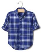 Gap Plaid Convertible Shirt - Bente Blue