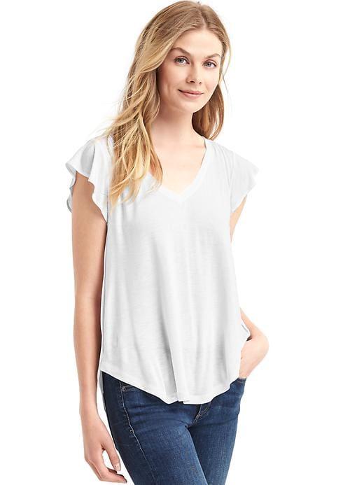 Gap Women Drapey Short Sleeve V Neck Tee - White