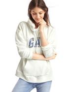 Gap Women Patchwork Logo Pullover Hoodie - New Off White