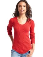 Gap Women Ribbed Scoop Pullover - Red