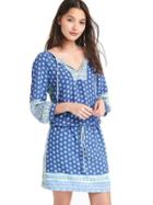 Gap Women Mix Print Long Sleeve Popover Dress - Blue Print