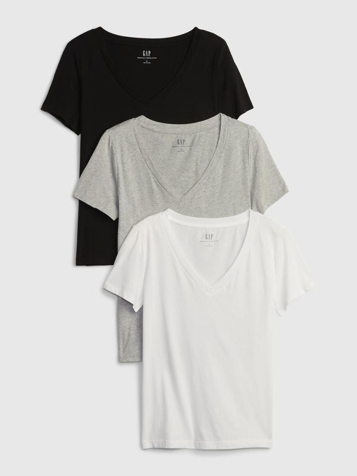 100% Organic Cotton Vintage V-neck T-shirt (3-pack)