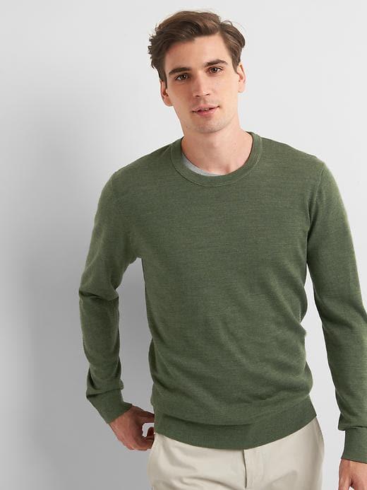 Gap Men Merino Wool Crewneck - Olive