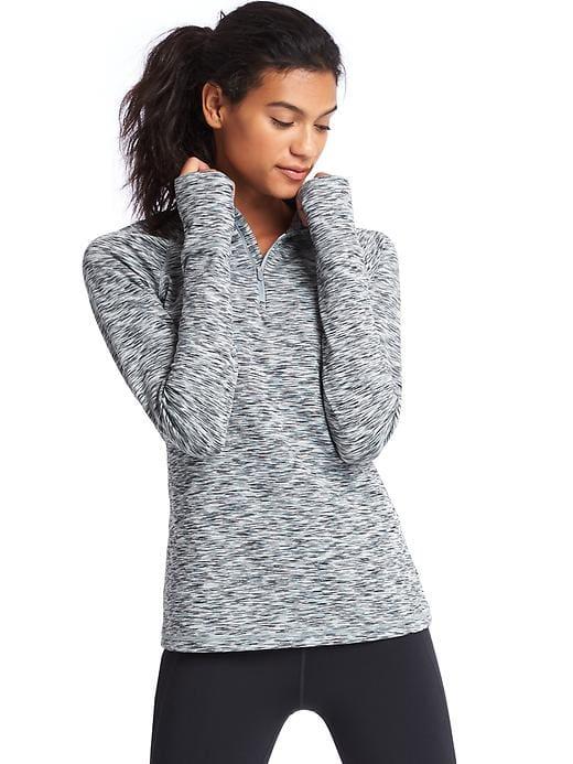Gap Women Spacedye Half Zip Pullover - Black Space Dye