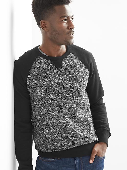Gap Men Spacedye Slub Raglan Sweatshirt - Black