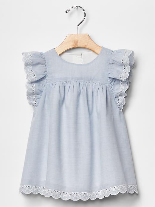 Gap Eyelet Flutter Dress - Cabana Blue