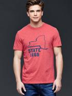 Gap Men State Graphic Crew T Shirt - Weathered Red