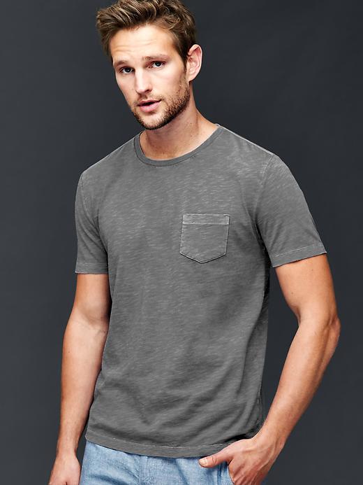 Gap Men Slub Jersey T Shirt - Blue Slate