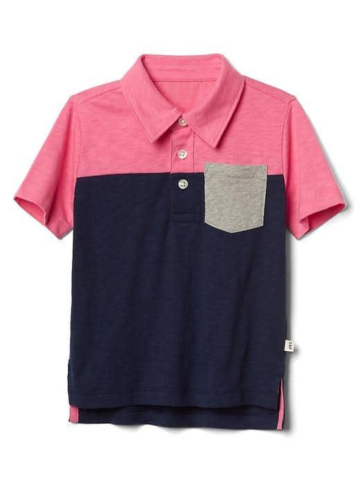 Gap Colorblock Short Sleeve Slub Polo - Pixie Dust Pink